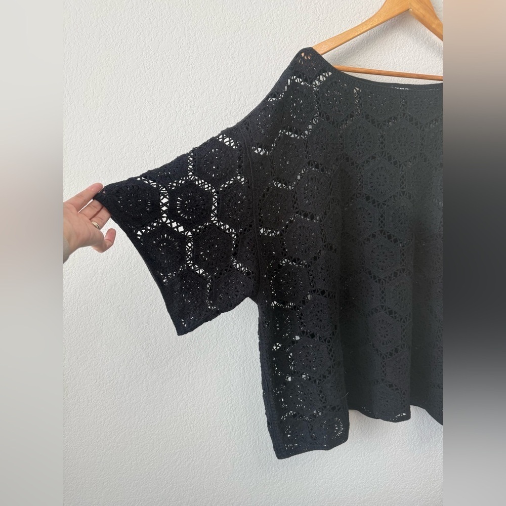 Torrid Black Crochet Pullover Sweater Knitted Crewneck Half Sleeve Top Size 4X - Picture 4 of 13